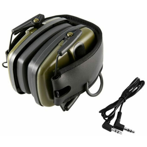 royaluxe -Protège-oreilles anti-bruit anti-impact avec réduction de bruit électronique Protège-oreilles professionnels antibruit pour travaux de construction Champ de tir Chasse (vert armée)