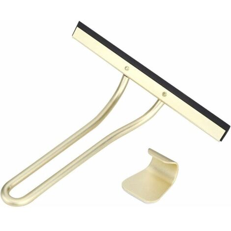 royaluxe - Raclette de douche pour portes de douche, outil de nettoyage de raclette de fenêtre en or avec crochet pour miroirs, carreaux, verre