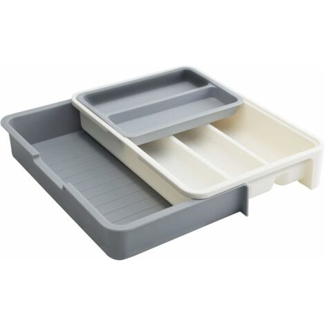 royaluxe -Range-couverts Organisateur de tiroir à couverts extensible et réglable pour ustensiles de cuisine 7 compartiments Organisateur d'insertion de couverts sans BPA Rangement polyvalent pour tir