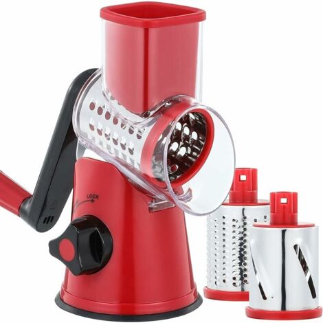 royaluxe - Râpe à Fromage Rotative, trancheuse à Légumes avec 3 Lames de Tambour Interchangeables, Râpe de Cuisine Coupe Rapide pour Gagner du Temps, Râpe Rotative Adaptée aux Légumes, Fruits, Noix, e