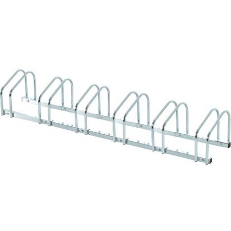 royaluxe -Râtelier 6 vélos range-vélos support de rangement pneu 65 mm sol ou mural pour VTT enfants BMX 179 x 33 x 27 cm acier argent