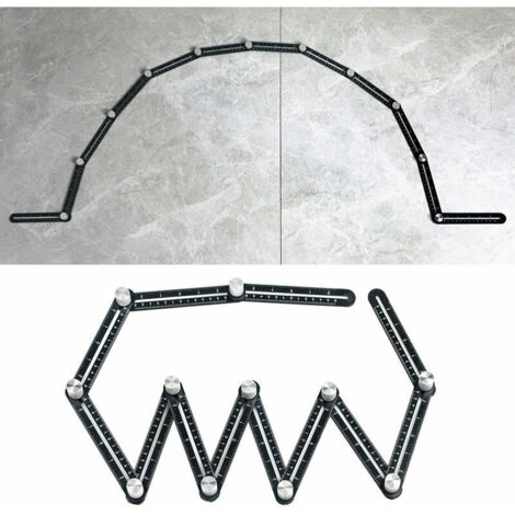 royaluxe -Règle multi-angles, gabarit de mesure en alliage d'aluminium réglable sur 12 côtés, outil de pliage ouverture céramique carreaux perforatrices pour bricols ouvriers du bâtiment charpentiers
