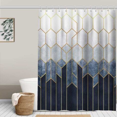 royaluxe - Rideau de Douche 100% Polyester pour Baignoire et Salle de Bains, Lavables, Anti-moisissure et Antibactérien 180 x 180 cm (Motifs géométriques)