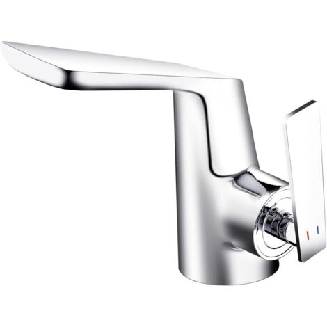 royaluxe -Robinet d'évier de salle de bains chromé, robinet monotrou d'évier de salle de bains, robinet d'évier de salle de bains à poignée unique moderne, robinet d'évier en laiton cascade unique