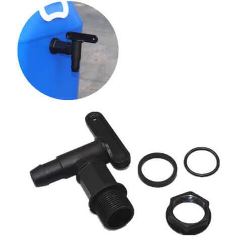 royaluxe - Robinet Fileté Mâle 3/4'' pour Collecteur Récupérateur Eau Pluie (mamelon pagode noir + attache en fil de fer plastique)
