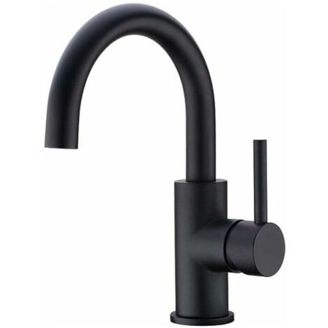 royaluxe -Robinet Salle Bain, Robinet Lavabo Pivotant à 360°, Mitig Lavabo à Bec Haut, Robinet pour Salle de Bain ou Petite Cuisine, Noir Mat