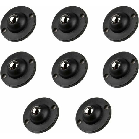 royaluxe -Roulettes Auto-AdhéSives, Mini-Roues Pivotantes, Roues Pivotantes à 360 DegréS en Acier Inoxydable à Glissement Muet pour Divers Meubles, BoîTes de Rangement au Fond de la Poubelle (Noir) 8 