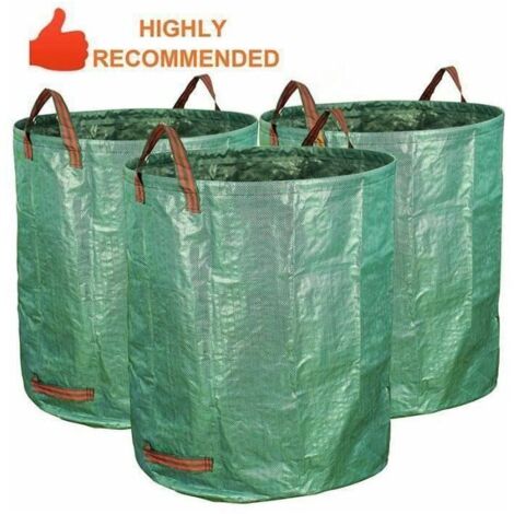 royaluxe - Sac de jardin, lot de 3 sacs poubelles de jardin étanches avec doubles coutures et anneau de gousset 1 propreté