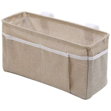 royaluxe - Sac de rangement de chevet, table de chevet suspendue, panier de chevet suspendu, pour lit superposé, télécommande TV (Beige)