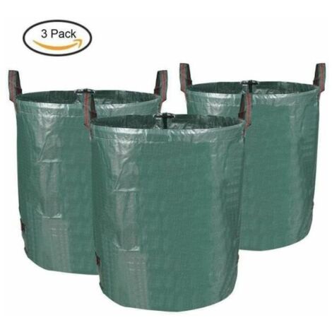 royaluxe - Sac poubelle de jardin autoportant en PE robuste pliable réutilisable 3 x 272L Extérieur