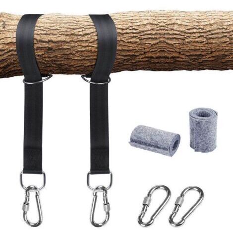royaluxe -Sangle hamac, Sangle balancoire Arbre, Fixation de Balançoire pour Hamac pour Arbres 2 x 150 cm avec D-Ring - Deux Crochets Mousquetons - Charge Max 500KG