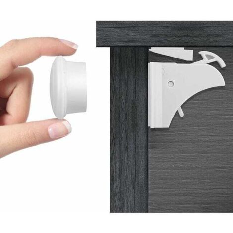 royaluxe - Sécurité Bébé Placard Bloque Porte (4 Verrous + 1 Clés), Bloque Tiroir Sécurité Enfant Verrouillage Bébé Serrures Verrous Magnétique Loquets de Sécuri
