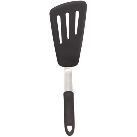 royaluxe - Spatule à omelette flexible en silicone - Spatule de cuisine longue en silicone pour crêpes et œufs - Silicone, Acier inoxydable, Noir，