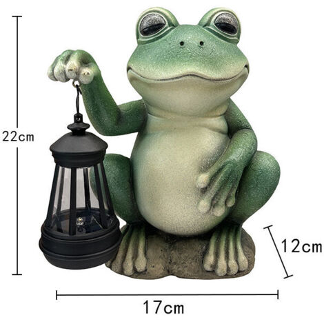 royaluxe -Statue de jardin à énergie solaire, grenouille, statue d'extéri avec lumières LED, lumières de statue de jardin, décoration de jardin, terrasse, cour, pelouse, cadeau de pendaison de crémail
