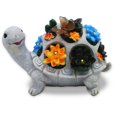 royaluxe - Statues solaires d'extérieur de jardin, tortue avec plantes succulentes lumières LED, décoration de pelouse, Statue de tortue pour Patio