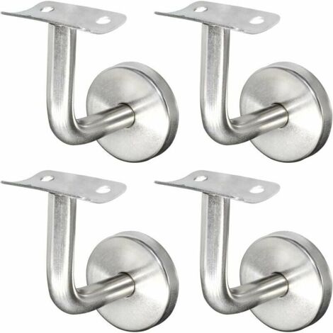 royaluxe - Support de main courante en acier inoxydable pour rampes Support mural garde-corps en bois argent (4 pièces)