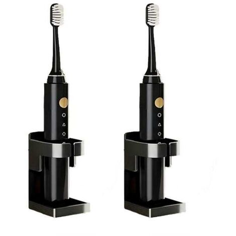 royaluxe - Support de rangement pour brosse à dents de salle de bain, 2 pièces, porte-brosse à dents électrique mural, noir