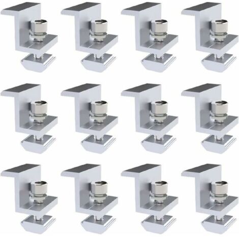 royaluxe - Supports de Pince de Bord de Panneau Solaire,12PCS Fixation de Panneau Solaire pour Panneau Solaire, pour Hauteur de Module 30-45MM -