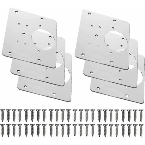 royaluxe- Supports de réparation de charnière, Kit de plaque de réparation de charnière avec vis de fixation, pour la protection de porte d'armoire de cuisine en bois, tiroir, armoire, fenêtre (6 pièc