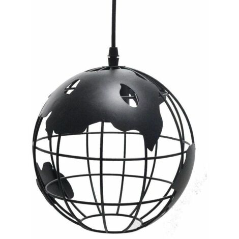 royaluxe - Suspension Vintage Industrielle Globe Lampe de Plafond Luminaire en Boule Métal Diamètre 20cm – Noir