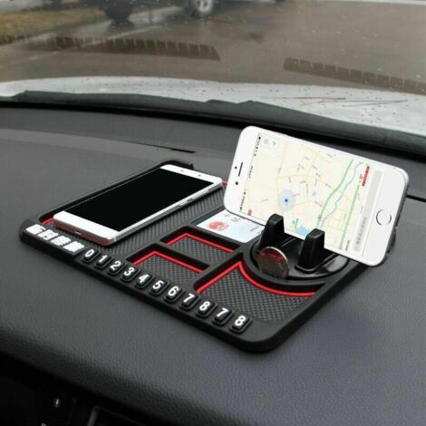 royaluxe - Tableau de bord de voiture Tapis anti-dérapant Gps Support de téléphone portable Support Accessoires de plaque d'immatriculation (rouge)