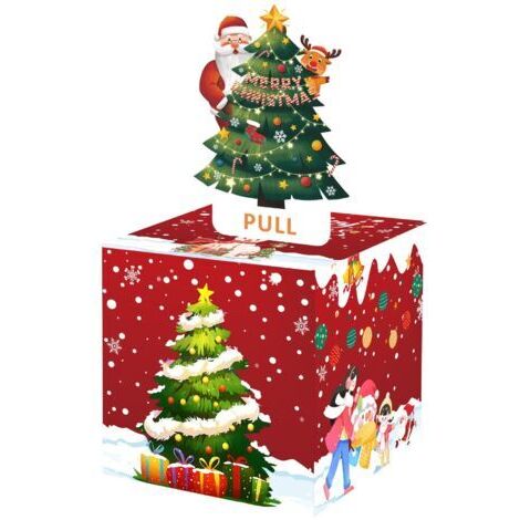 royaluxe -Tirelire de Noël pour Les Cadeaux en Espèces, Carte Boîte à Argent de Noël à Tirer DIY, Amusantes Boîte à Cadeaux Surprise pour l'argent, avec 30 Sachets Transparents Et Un Sticker
