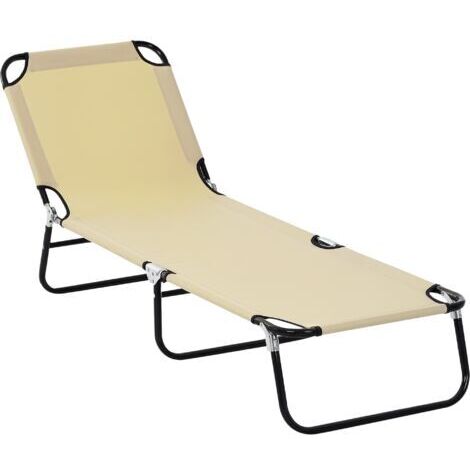 royaluxe -Transat, dossier réglable 5 positions, séchage rapide, structure en métal, 190 x 56 x 28 cm, crème