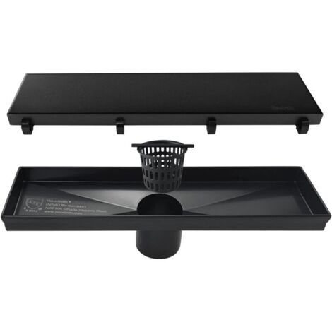 royaluxe -Tuyau d'évacuation de douche linéaire de 30 cm - avec couvercle d'insertion de carreaux plats et en céramique 2 en 1, siphon de sol de douche rectangulaire en acier inoxydable 304, tuyau d'é