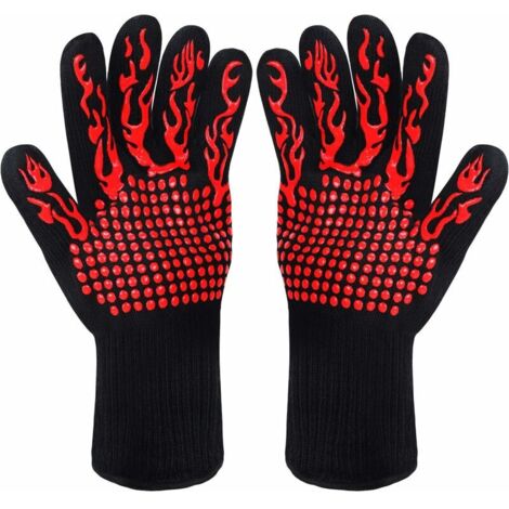 royaluxe - Ustensile de barbecue Gants de Barbecue,Gants de Cuisine,Gants de Four Antidérapants en Silicone Anti-Chaleur Jusqu'à 800°C Gants Silicone BBQ (Rouge)