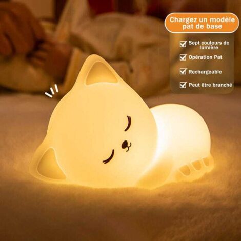 royaluxe - Veilleuse Bebe Bunny Avec 7 Changements de Lumière Contrôle de tap Recharge USB Pour Chambre D'enfant Cadeau Jouet Veilleuse en Silicone Pour Enfant