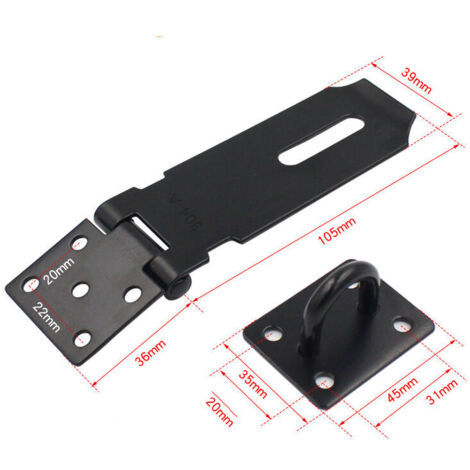 royaluxe - Verrou de Porte Cadenas Fermoir Moraillon Loquet de Porte avec Vis pour Porte, Meubles, Armoire, Tiroir, Placard et Jardin(plaque de verrouillage en acier inoxydable noir (4"))