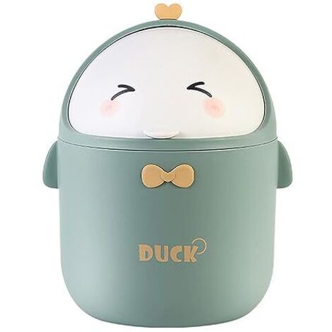 royaluxe - (Vert)Mini Poubelle De Bureau Avec Couvercle, Poubelle de Style Dessin Animé Mignon Portable, Poubelle Bureau, Petite Poubelle de Salle De Bain