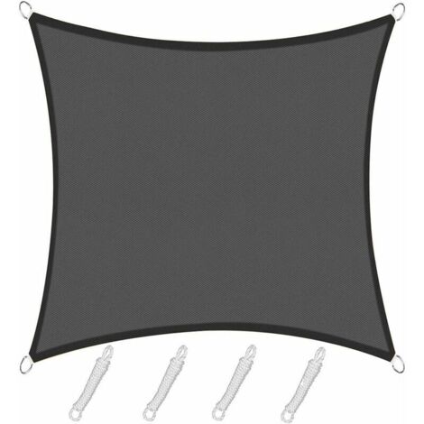 royaluxe -Voile d'ombrage Rectangulaire Carré 3x3m  Color Graphite,Toile Imperméable Une Protection des Rayons UV à 95%, pour en Plein air, Jardin & terrasse, Piscine