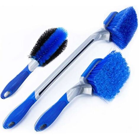 royaluxe - Voiture de Soins de beauté de Nettoyage en Acier Anneau Brosse de Lavage de Voiture Outil Brosse Brosse à la Maison Pneu Brosse Bleu