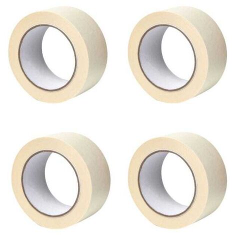 royaluxe - X4 RUBAN ADHÉSIF DE MASQUAGE PAPIER CRÊPE - PROTECTION DES SURFACES LORS DE TRAVAUX DE DÉCORATION PEINTURE - 50MM X 50M - BEIGE