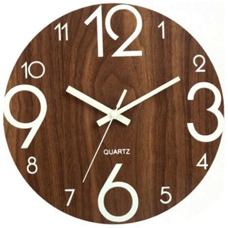 royaluxe - YYWJ Horloge murale à quartz 30,5 cm, silencieuse, lumineuse, sans tic-tac, style européen, chiffres arabes, décoration d'intérieur