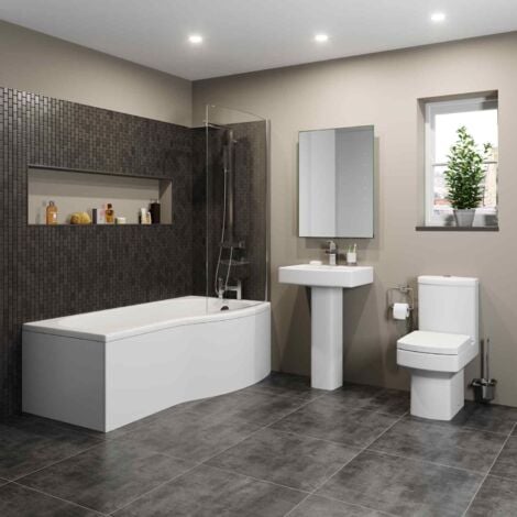 main image of "Royan P Bathroom Suite with Right Hand Bath"