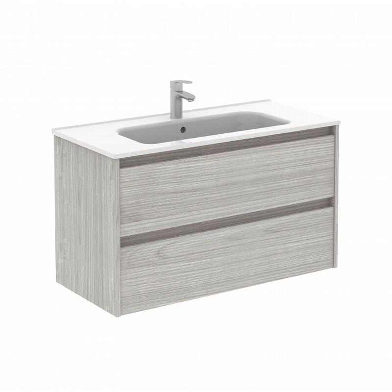 

Mueble de baño y espejo 2 cajones Sansa 100x46 Gris arenado - Royo