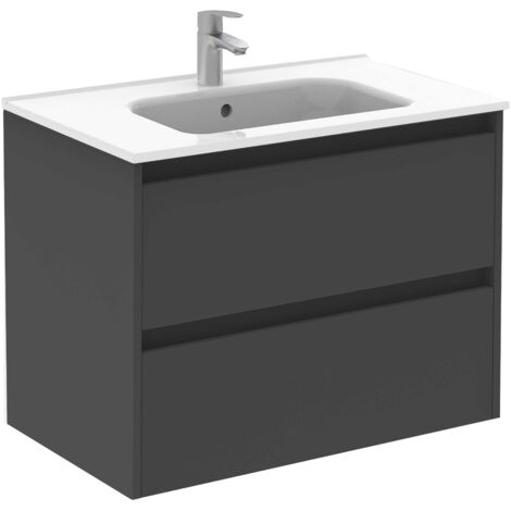 ROYO SANSA Mueble de Baño con Lavabo 2 Cajones Antracita Brillo - Medida: 80 cms - ref: C0072488