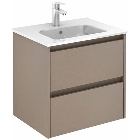 ROYO SANSA Mueble de Baño con Lavabo 2 Cajones Fumé Arenado - Medida: 70 cms - Medida: 70 cms - ref: C0072486