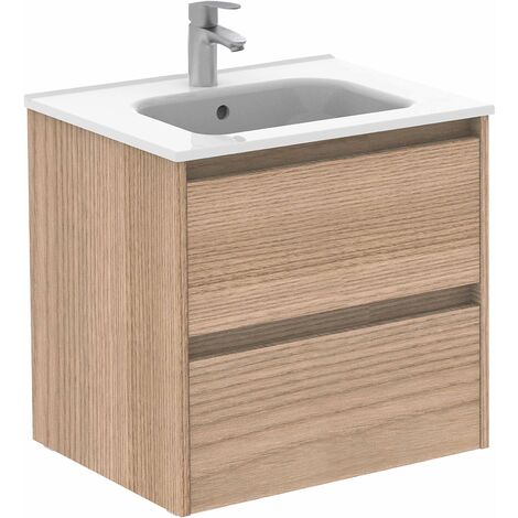 ROYO SANSA Mueble de Baño con Lavabo 2 Cajones Nogal Arenado - Medida: 60 CMS - ref: C0072480