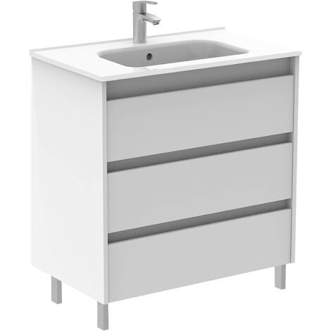 ROYO SANSA Mueble de Baño con Lavabo 3 Cajones Blanco Brillo - Medida: 80 cms - ref: C0072512