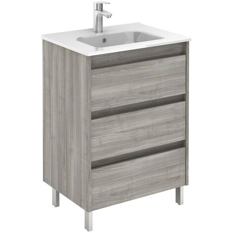 ROYO SANSA Mueble de Baño con Lavabo 3 Cajones Gris Arenado - Medida: 60 CMS - ref: C0072558