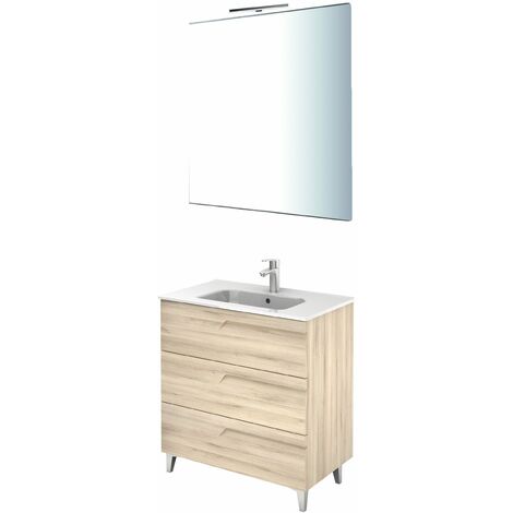 ROYO VITALE 3 Conjunto Mueble de Baño Completo 3 Cajones Fondo Reducido Beige Nature - Medida: 80 cms - ref: C0072368