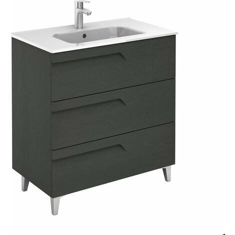 ROYO VITALE Conjunto Mueble de Baño Completo 3 Cajones Gris Nature - Medida: 60 CMS - ref: C0072408