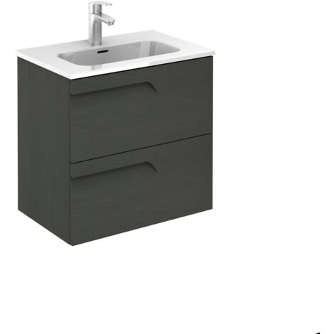 ROYO VITALE Conjunto Mueble de Baño Completo Fondo Reducido 2 Cajones Gris Nature - Medida: 60 CMS - ref: C0072352
