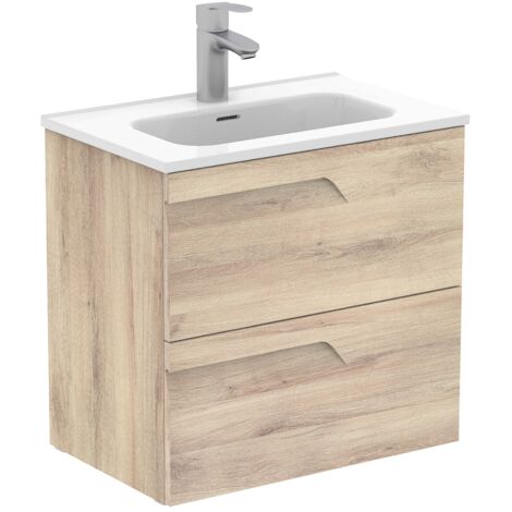 ROYO VITALE Mueble de Baño con Lavabo Fondo Reducido 2 Cajones Beige Nature - Medida: 60 CMS - ref: C0072591