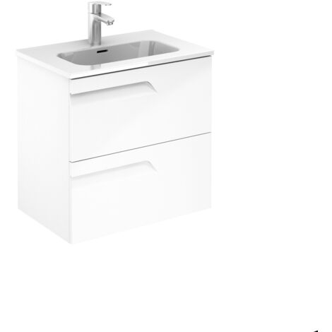 ROYO VITALE Mueble de Baño con Lavabo Fondo Reducido 2 Cajones Blanco Brillo - Medida: 60 CMS - ref: C0072592