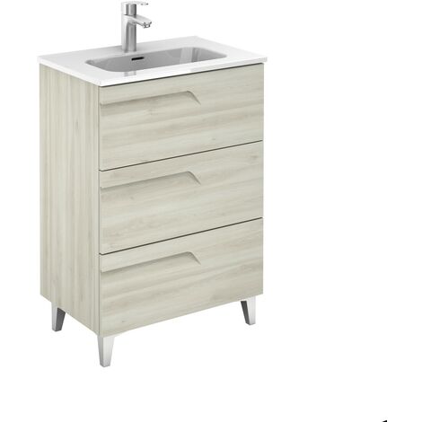 ROYO VITALE Mueble de Baño con Lavabo Fondo Reducido 3 Cajones Blanco Nature - Medida: 60 CMS - ref: C0072377
