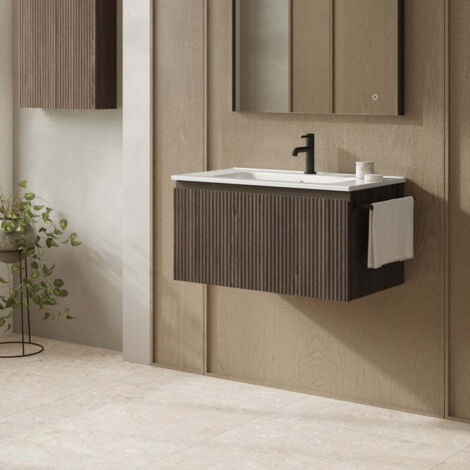 ROYO VORA Mueble 1C+Lavabo Enzo Nogal - Medida: 80 cm - ref: C0078066
